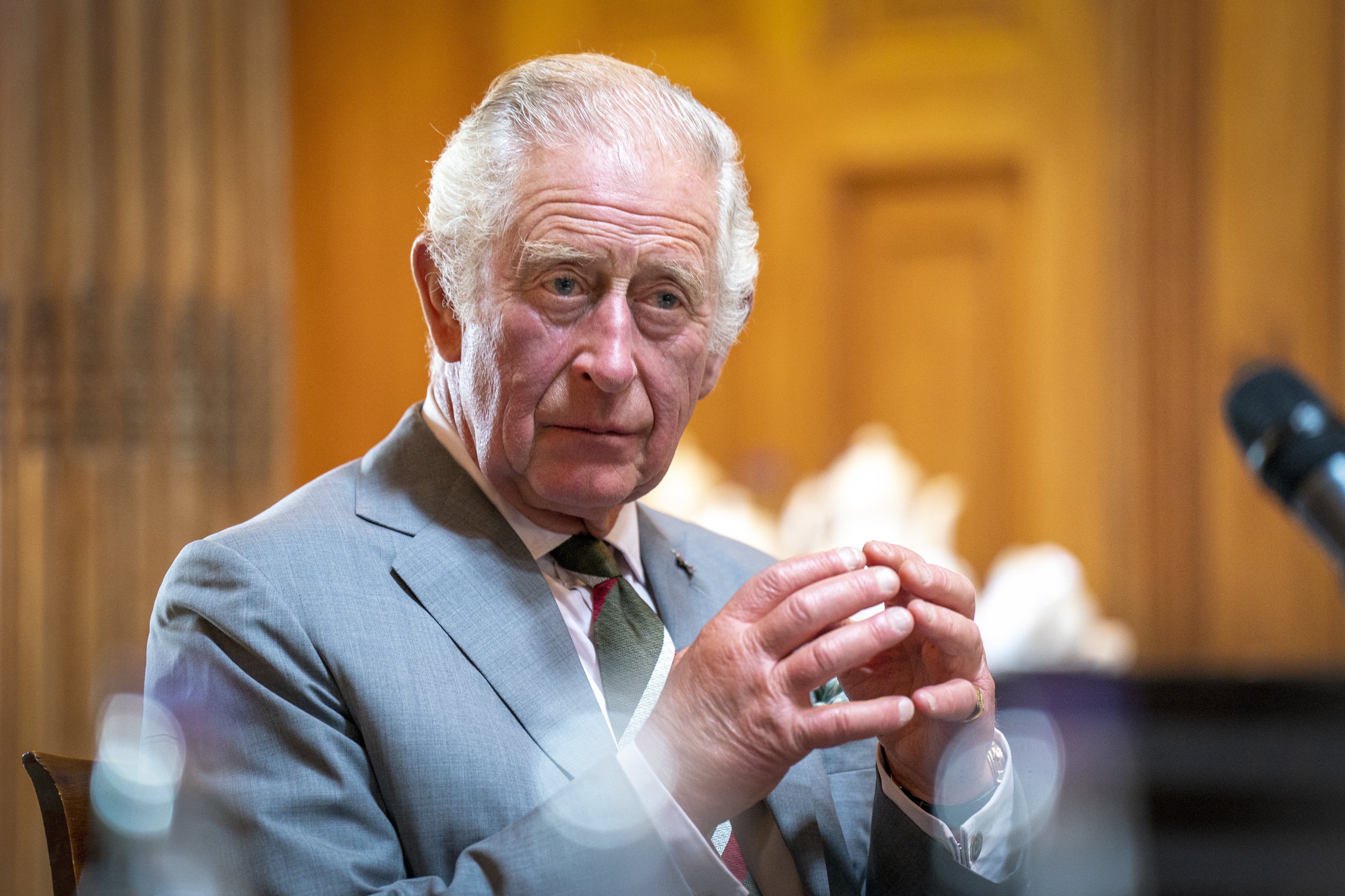 The Prince of Wales, known as the Duke of Rothesay while in Scotland, during a roundtable with attendees of the Natasha Allergy Research Foundation seminar to discuss allergies and the environment, at Dumfries House, Cumnock (Jane Barlow/PA)