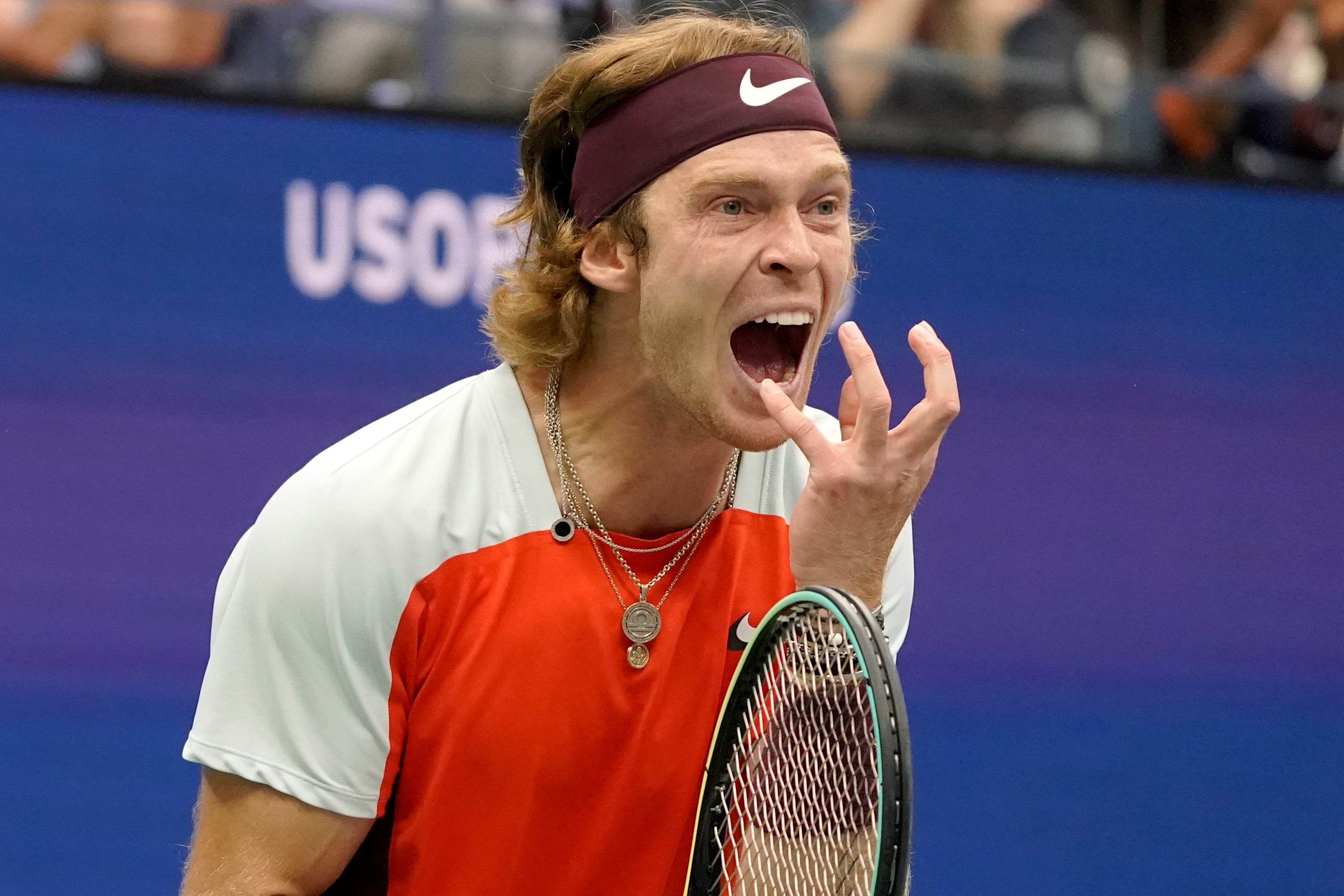 Andrey Rublev could not contain his frustration (Mary Altaffer/AP)