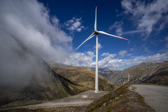 <p>A wind turbine in Switzerland this month</p>