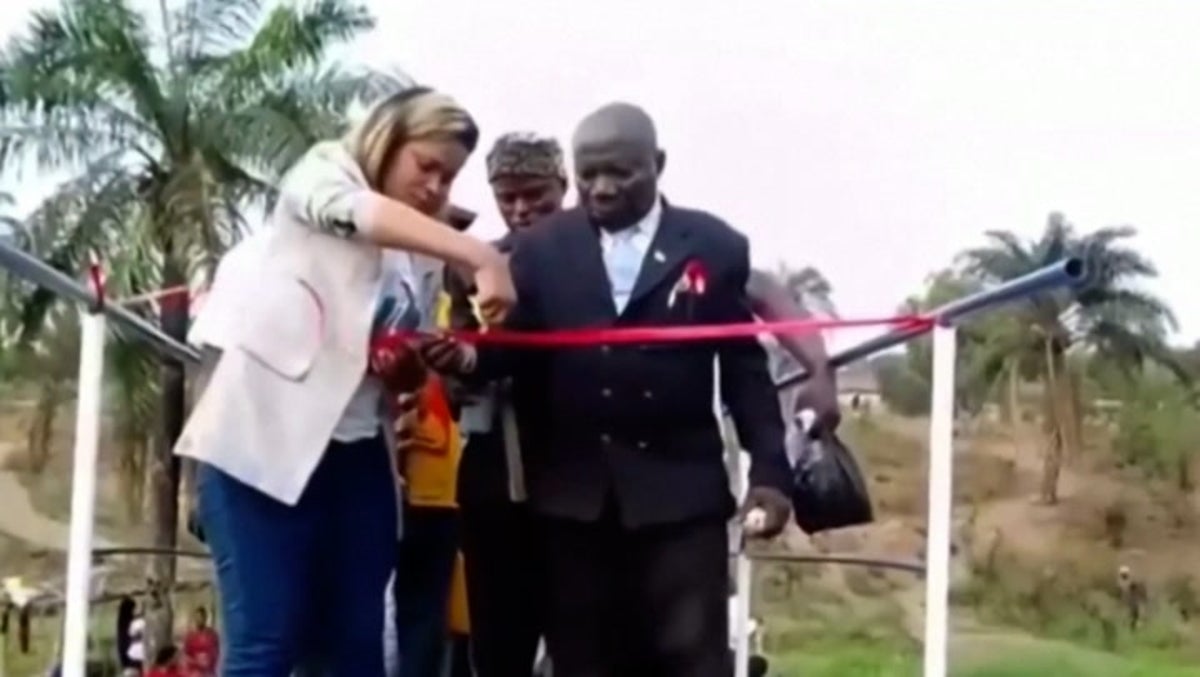 DRC officials fall over as bridge collapses during ribbon-cutting ceremony