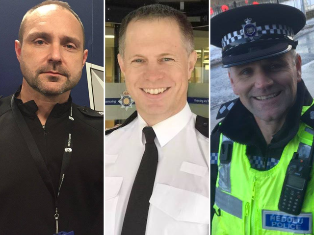 <p>Gwent Police officers Mark Warrender, Marc Budden and Paul Staniforth have been sacked for gross misconduct following inappropriate behaviour at a retirement party</p>