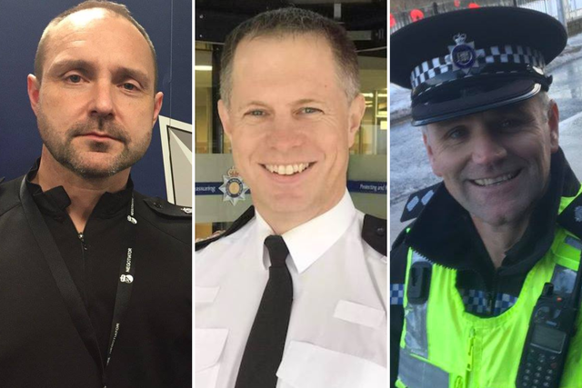 <p>Gwent Police officers Mark Warrender, Marc Budden and Paul Staniforth have been sacked for gross misconduct following inappropriate behaviour at a retirement party</p>