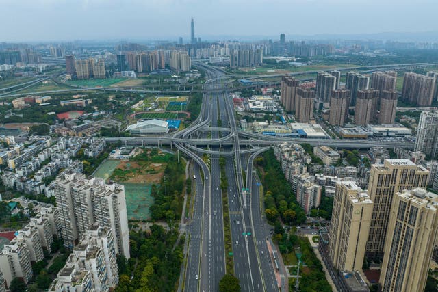 <p>Nearly empty roads seen amid restrictions due to an outbreak of Covid in Chengdu, in China’s southwestern Sichuan province</p>