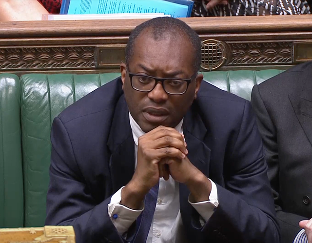 <p>Kwarteng listens to Starmer’s criticisms of his stance on fracking in the House of Commons  </p>