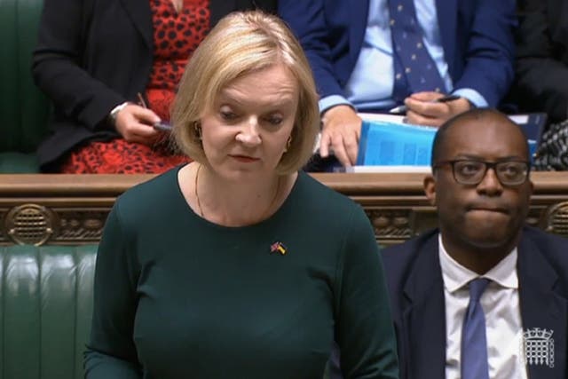 Liz Truss was on the front bench of the Commons after her first major policy intervention as Prime Minister when she received the concerning news about the Queen’s health (House of Commons/PA)