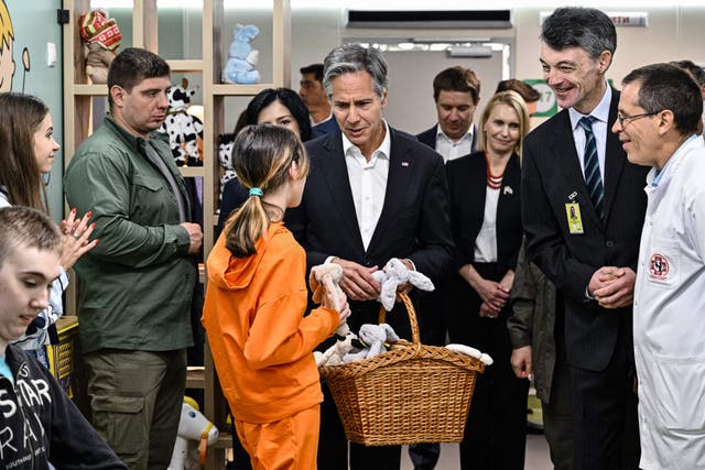 <p>US secretary of state Antony Blinken visits a children’s hospital in Kyiv on 8 September, 2022. </p>