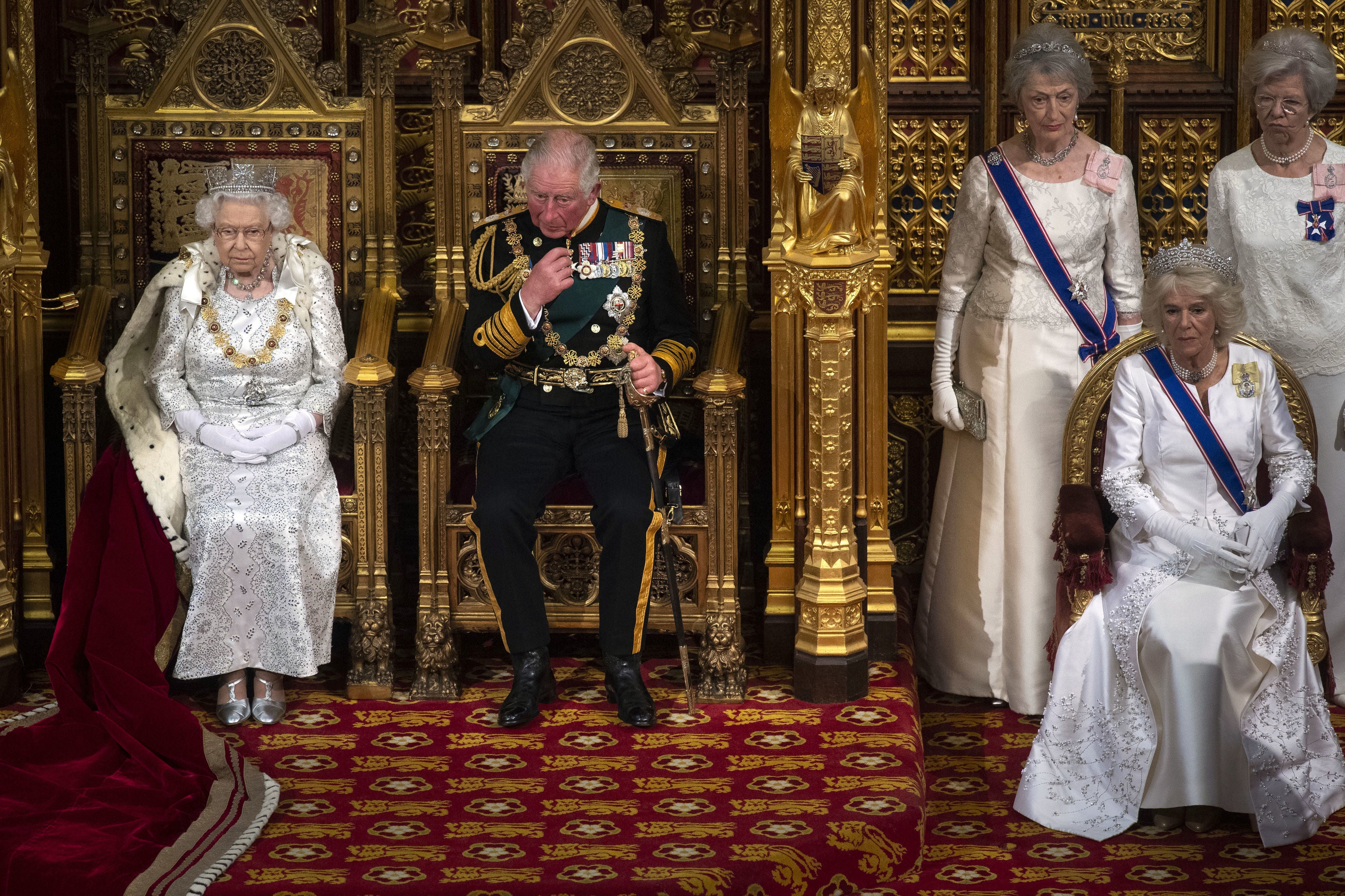 The Queen with Charles and Camilla (Victoria Jones/PA)