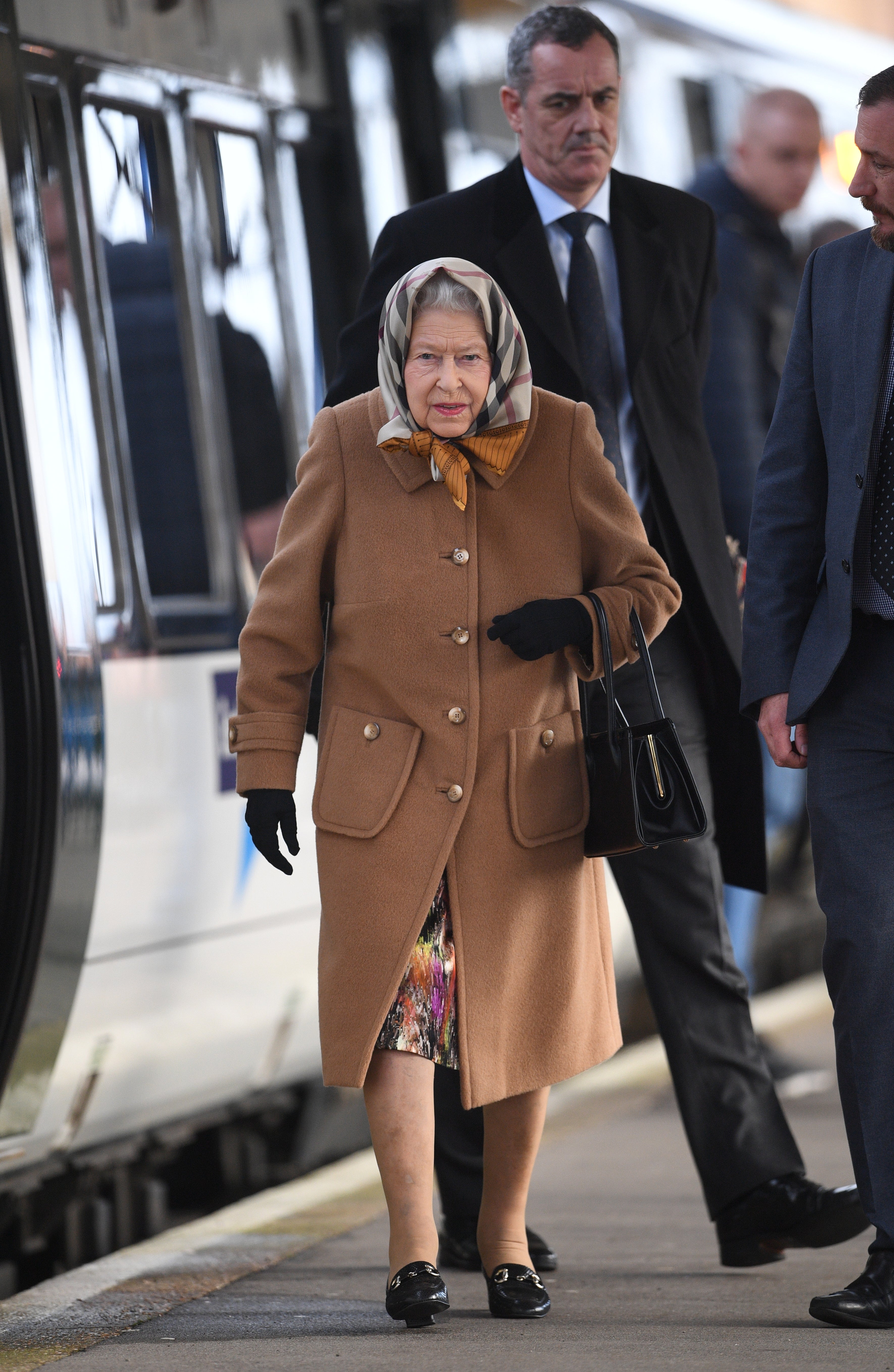 The Queen arrives at King’s Lynn railway station in Norfolk (Joe Giddens/PA)