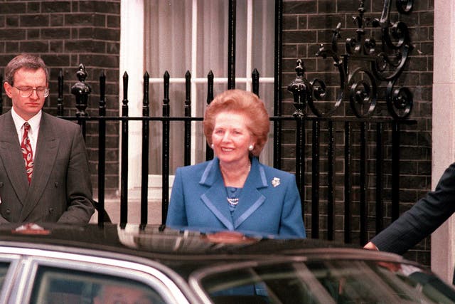 <p>PM Margaret Thatcher on the day of her resignation in 1990 after 11 years in power (PA)</p>