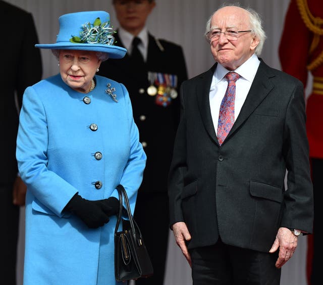 President of Ireland Michael D Higgins (right) with Queen Elizabeth at Windsor Castle (Ben Stansall/PA)