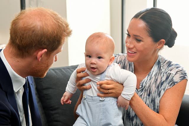 Archie Mountbatten-Windsor with his parents, the Duke and Duchess of Sussex (Toby Melville/PA)