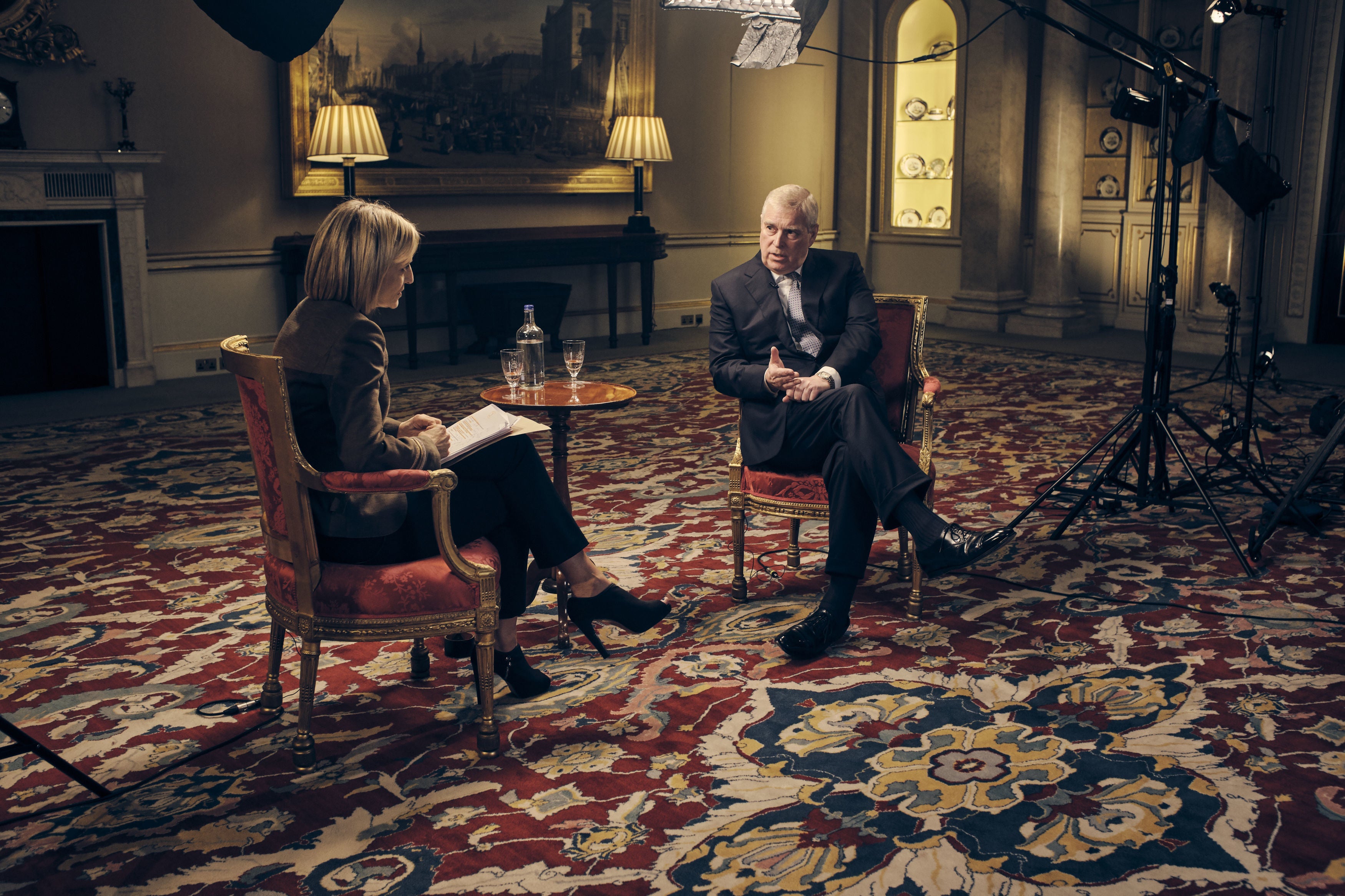 The Duke of York during interview with BBC Newsnight’s Emily Maitlis (Mark Harrison/BBC/PA)