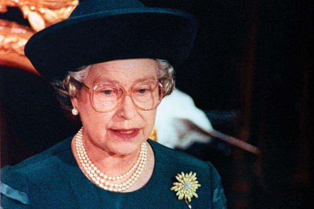 The Queen delivers her Annus Horribilis speech after a Guildhall luncheon to mark the 40th anniversary of her accession to the throne in 1992 (PA)