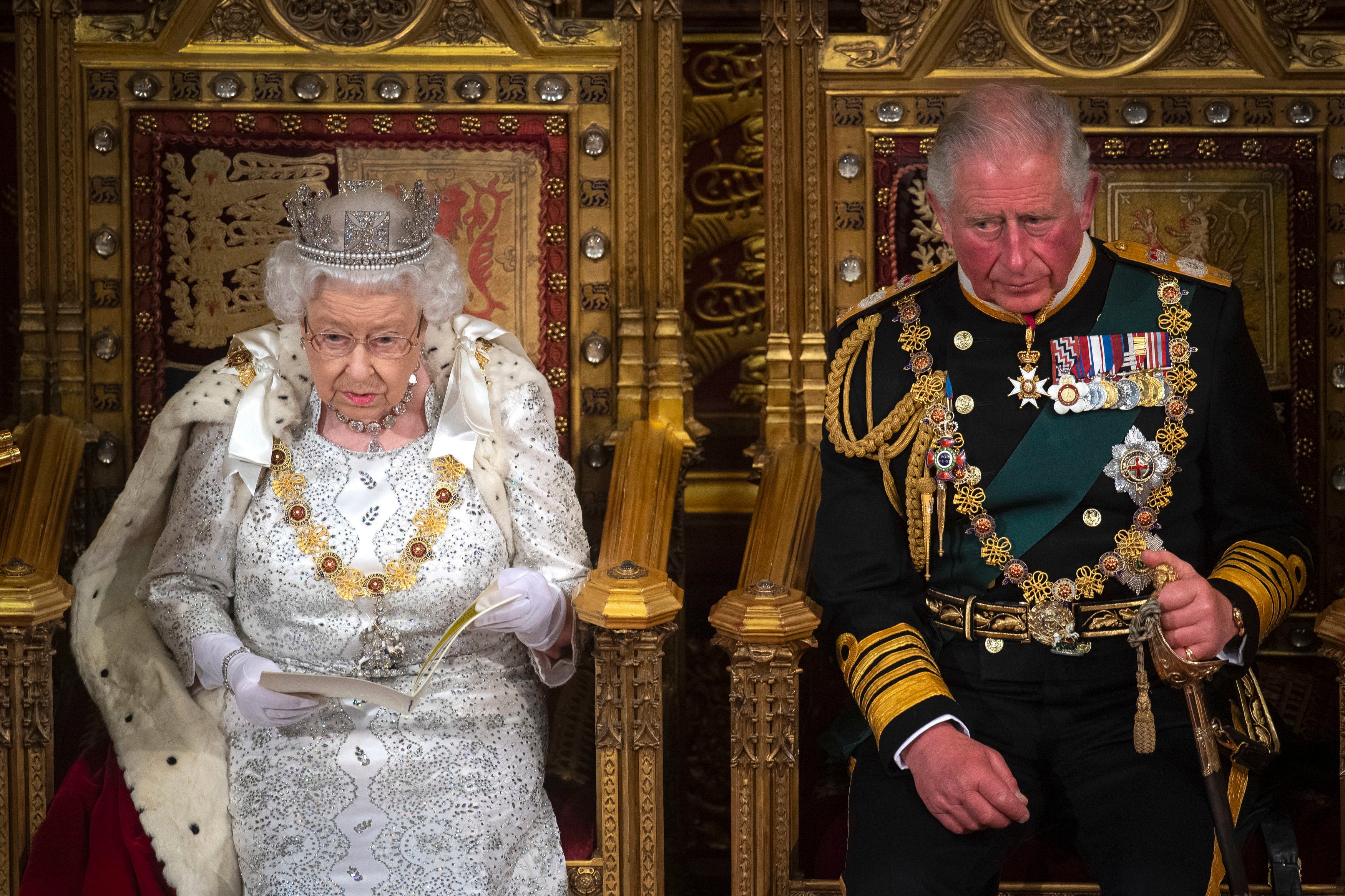 The Queen and the Prince of Wales during a State Opening of Parliament (Victoria Jones/PA)