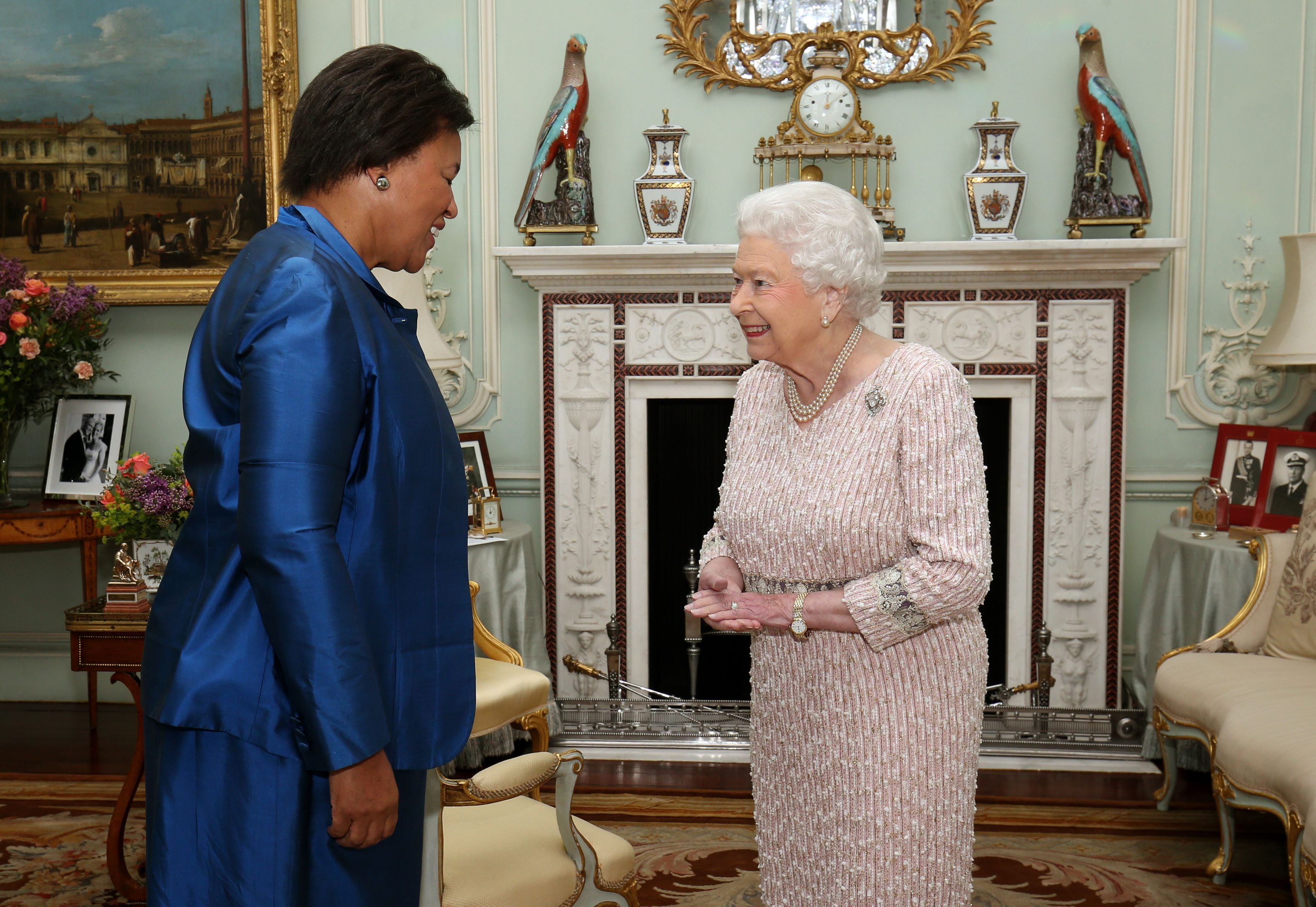 Baroness Scotland of Asthal is received by the Queen on her appointment as Commonwealth secretary-general at Buckingham Palace (Chris Radburn/PA)