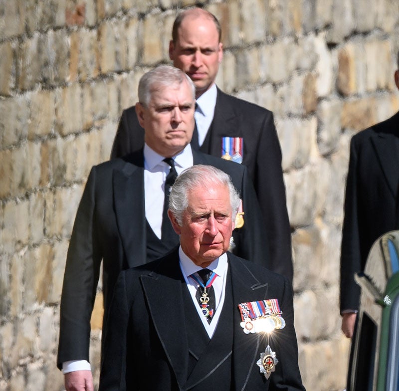 The Prince of Wales, the Duke of York and the Duke of Cambridge at the Duke of Edinburgh’s funeral (Leon Neal/PA)