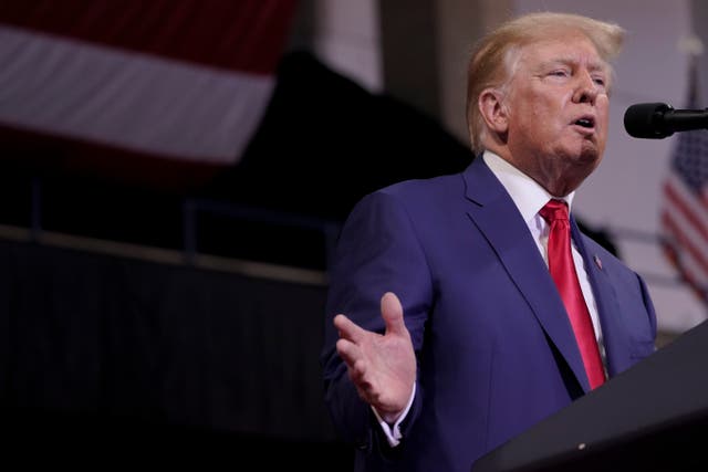 <p>Former President Donald Trump speaks at a rally in Wilkes-Barre, Pa., Sept. 3, 2022</p>