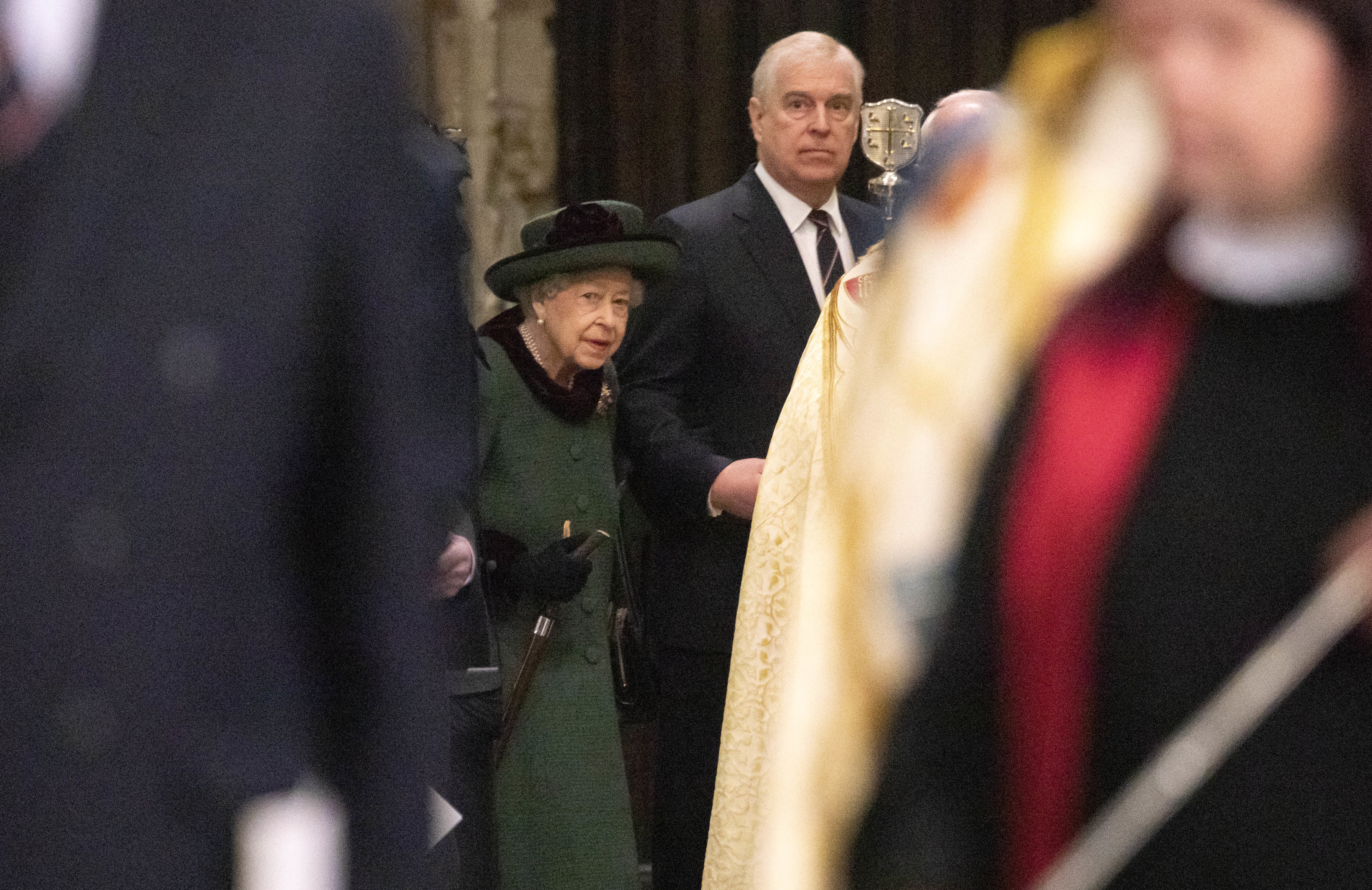 The Queen and Andrew at the service (Richard Pohle/The Times/PA)