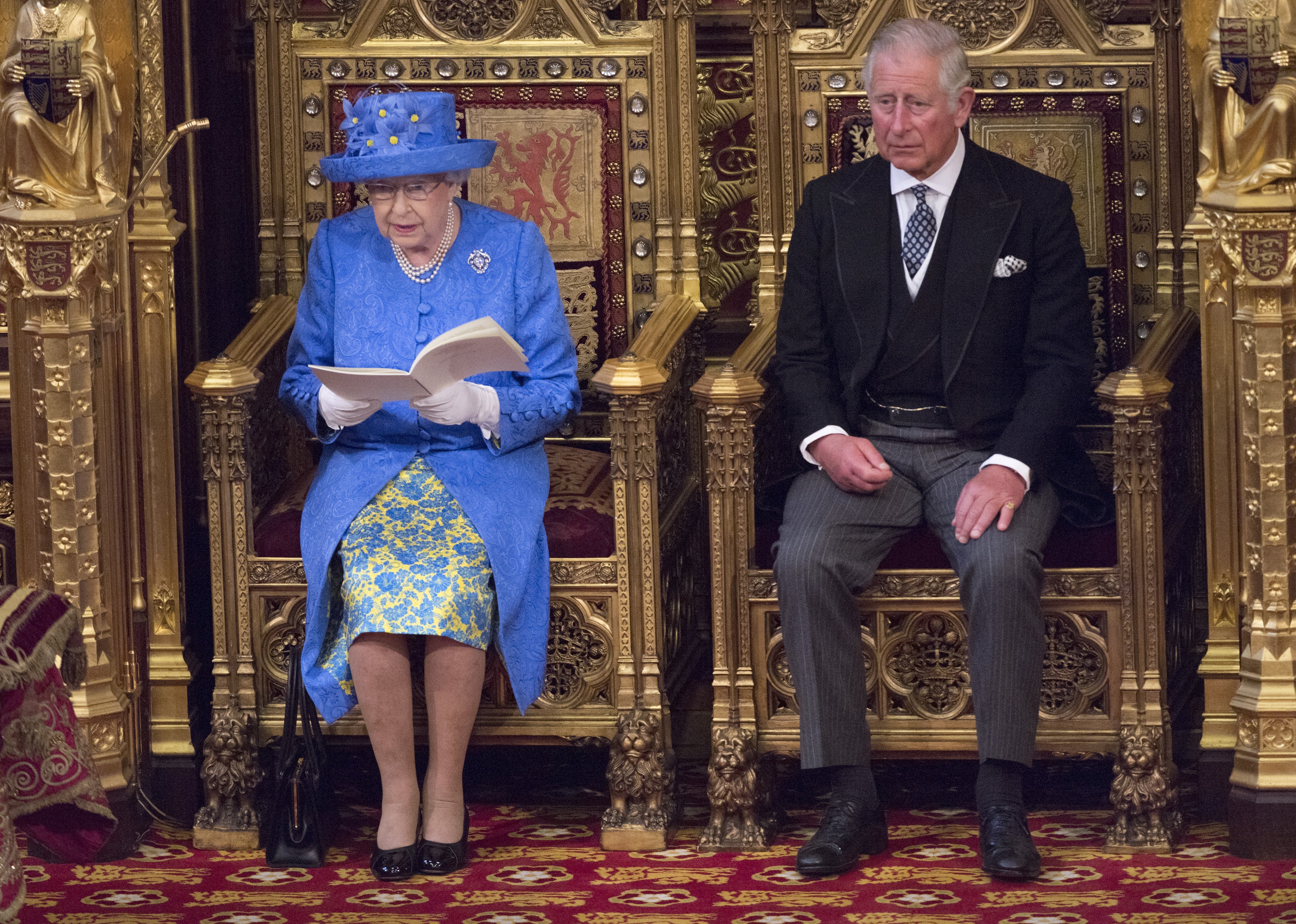Queen Elizabeth II and the Prince of Wales – now King Charles III – in the House of Lords for the State Opening of Parliament in 2017 (Arthur Edwards/The Sun/PA)