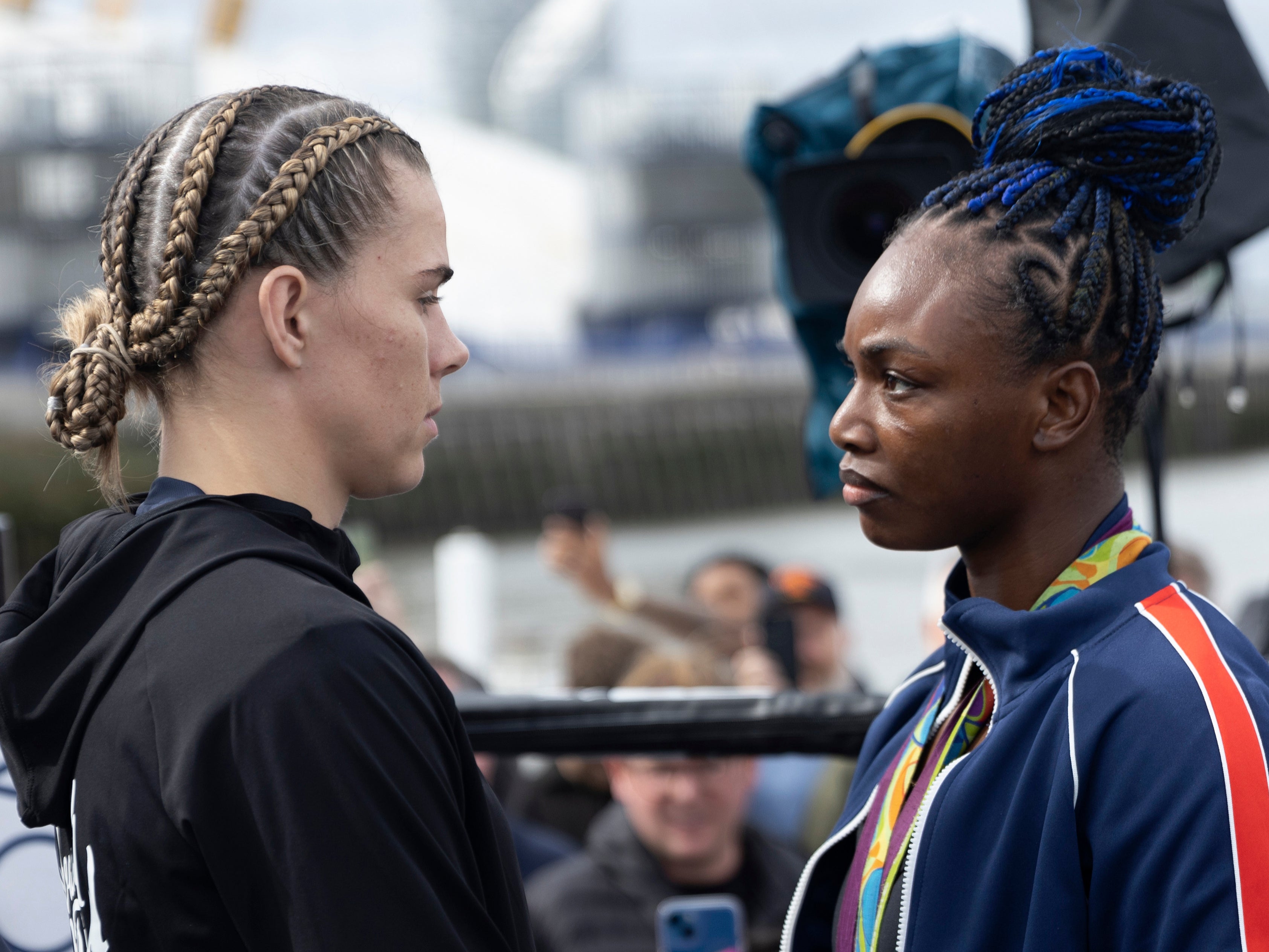 Savannah Marshall (left) faces off with Claressa Shields