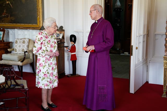 Queen Elizabeth II receives the Archbishop of Canterbury Justin Welby at Windsor Castle (Andrew Matthews/PA)