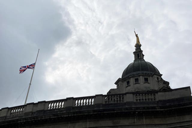 The Union flag Jack flies at half mast at the Old Bailey in London, following the death of Queen Elizabeth II on Thursday. Picture date: Friday September 9, 2022.