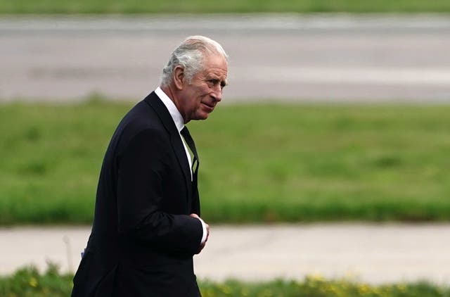 King Charles III at Aberdeen Airport (Aaron Chown/PA)