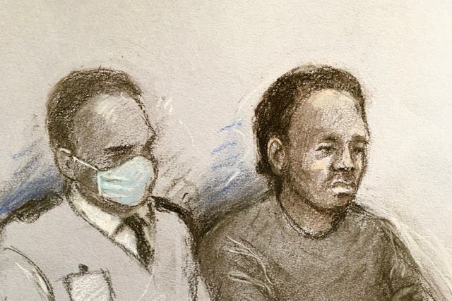Court artist sketch of Joshua Jacques in the dock at Westminster Magistrates’ Court in April (Elizabeth Cook/PA)