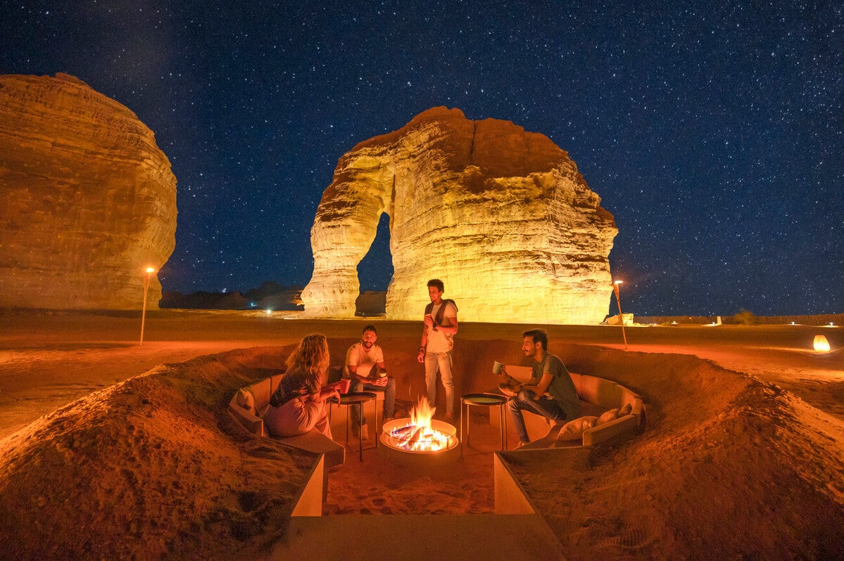 Enjoy a night under the stars by AlUla’s breathtaking Elephant Rock