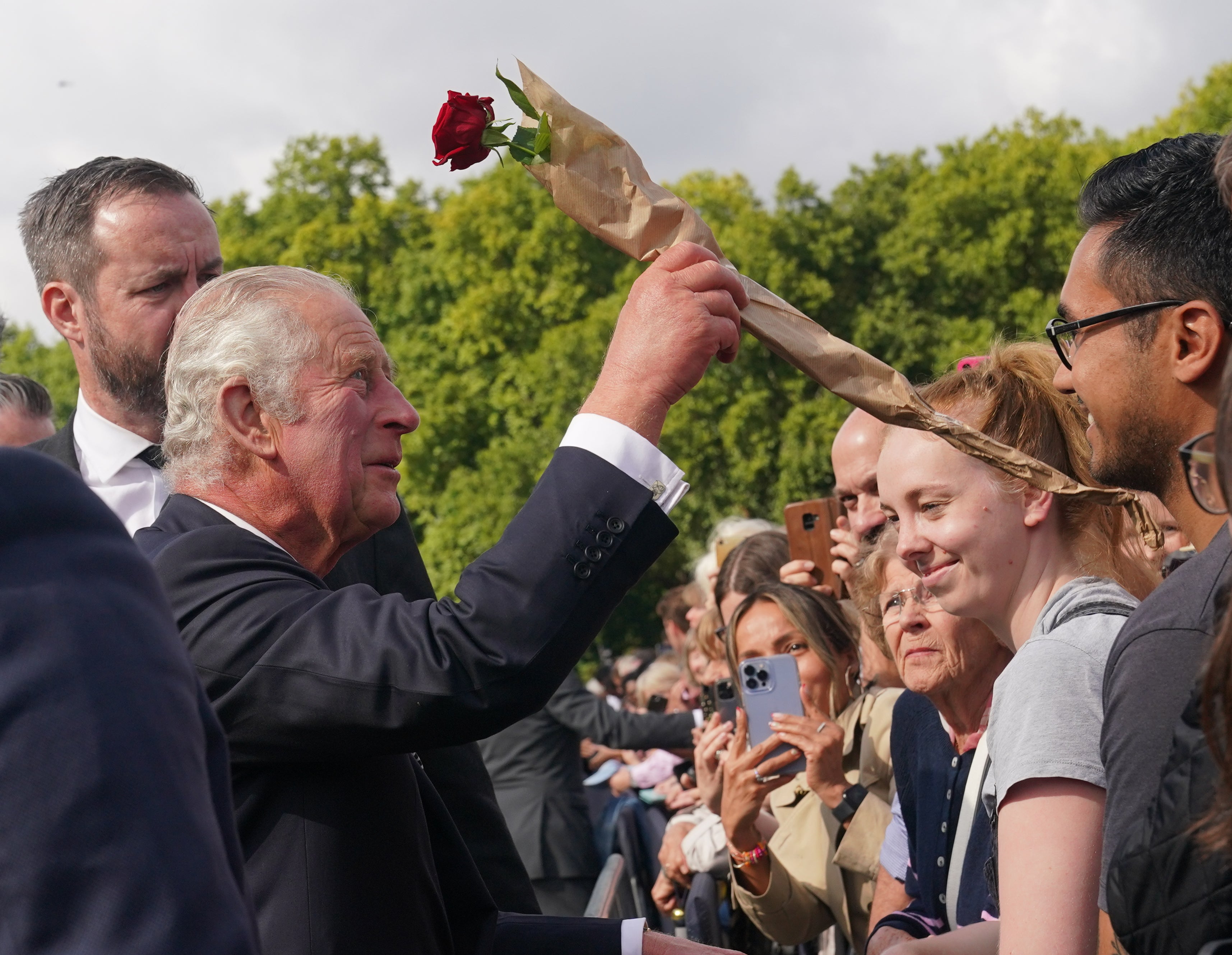 Charles is greeted by well-wishers during a walkabout (Yui Mok/PA)