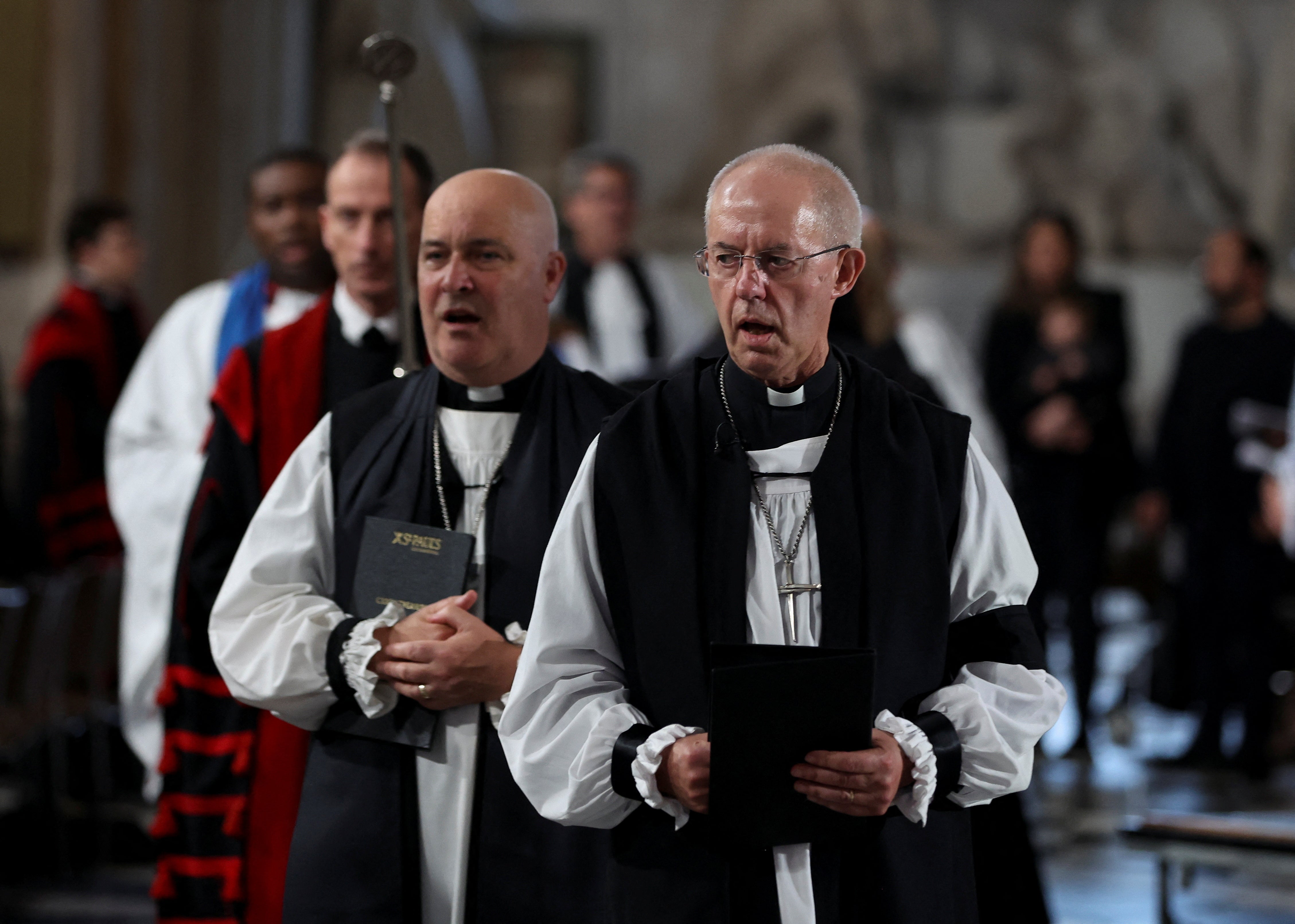 The Archbishop of Canterbury, Justin Welby (R), also attended the service