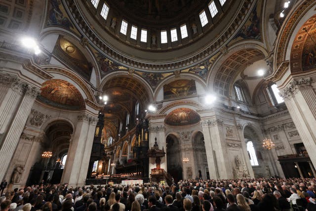 People attend the Service of Prayer and Reflection at St Paul’s Cathedral, London, following the death of Queen Elizabeth II on Thursday. Picture date: Friday September 9, 2022.