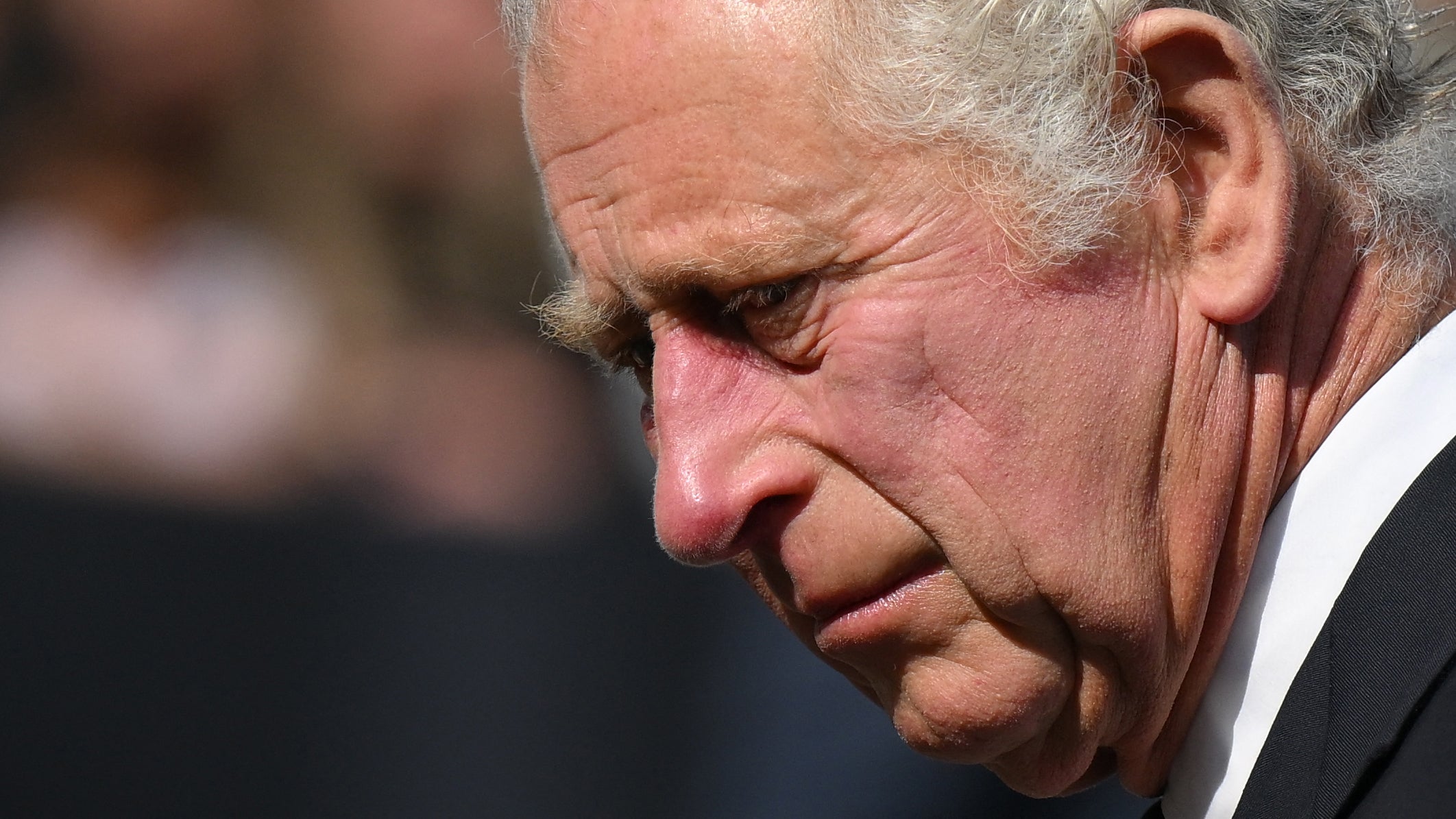 King Charles III greets members of the public on arriving at Buckingham Palace on Friday