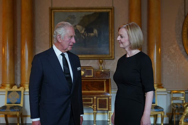 <p>King Charles III during his first audience with Prime Minister Liz Truss (Yui Mok/PA)</p>