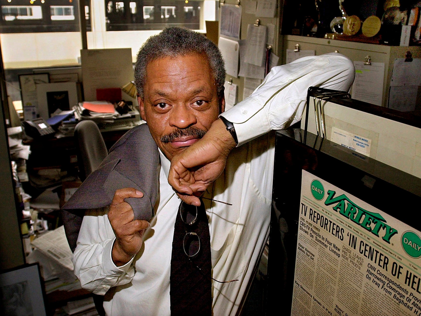 Shaw in his office at CNN's Washington bureau on 15 February 2001. He retired two weeks later