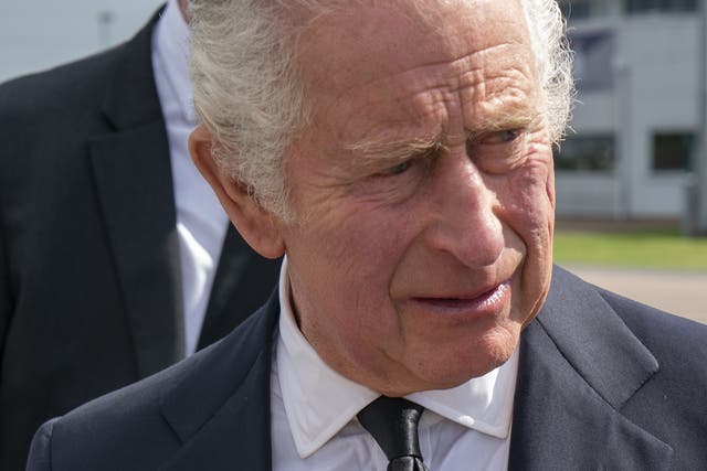 <p>King Charles III arriving at RAF Northolt on Friday with the Queen Consort </p>