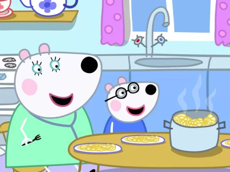 <p>A still from ‘Peppa Pig’ featuring Penny and one of her mothers</p>