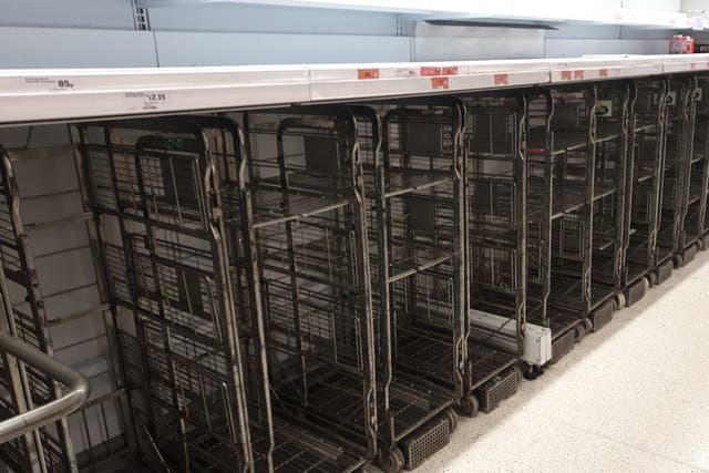 Supermarket shelves empty of milk (Animal Rebellion/PA)