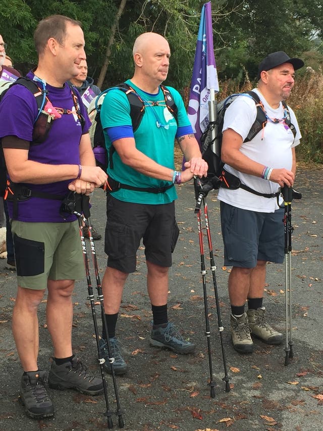 Tim Owen, Mike Palmer and Andy Airey, pictured at the start of another walk last year (Papyrus)