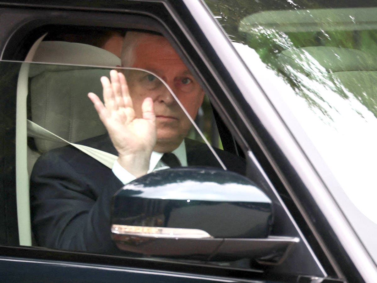 Prince Andrew arrives at Crathie Kirk for service paying tribute to Queen