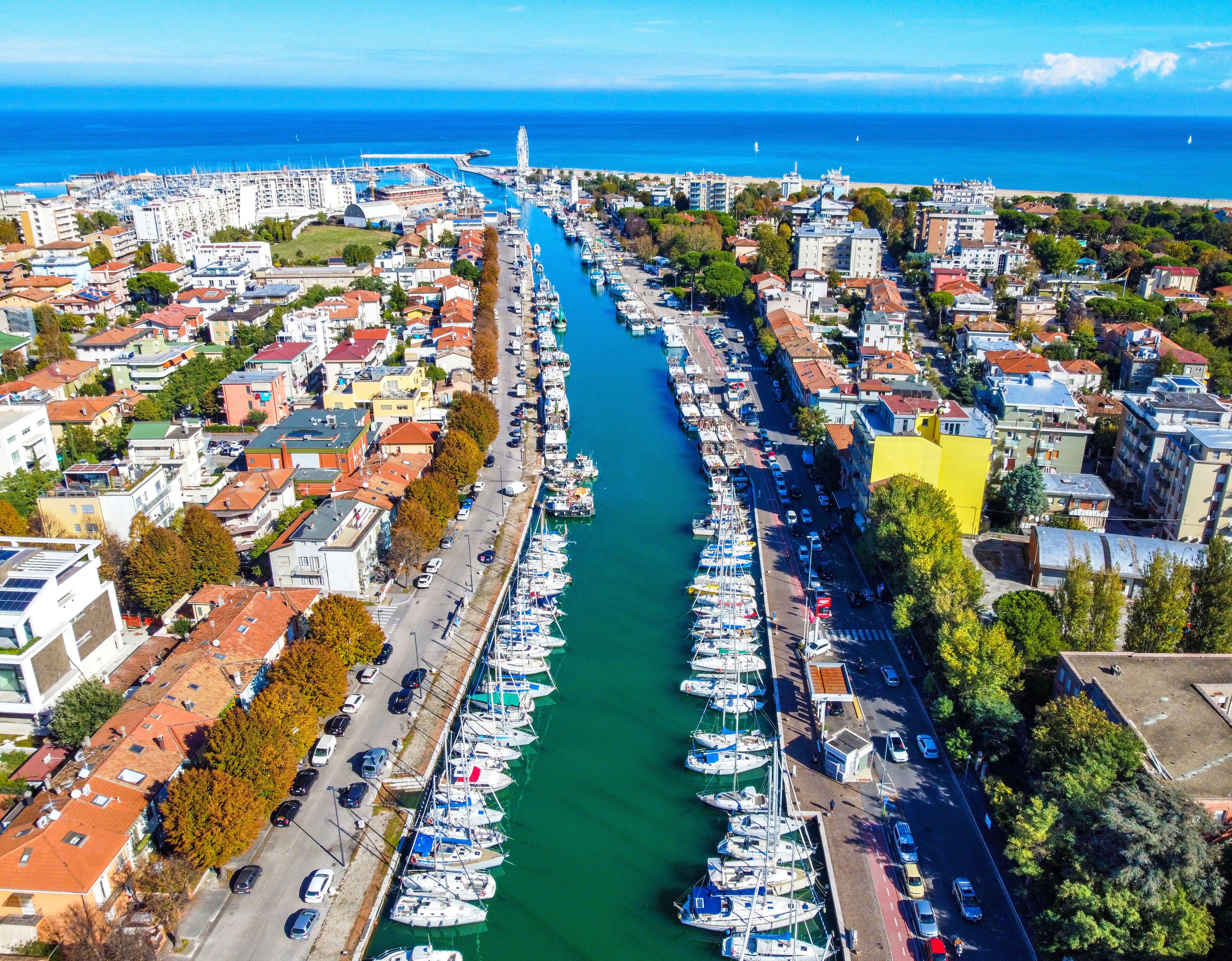 An aerial view of of Rimini in Emilia-Romagna, Italy