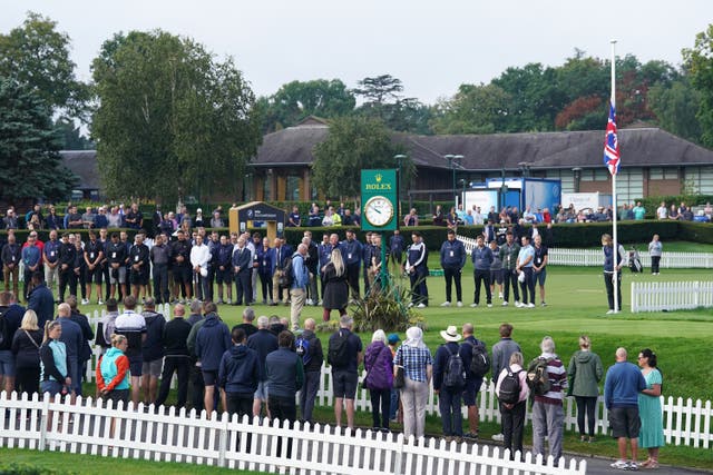 A two-minute period of silence was observed by staff, players and caddies at Wentworth (Adam Davy/PA).