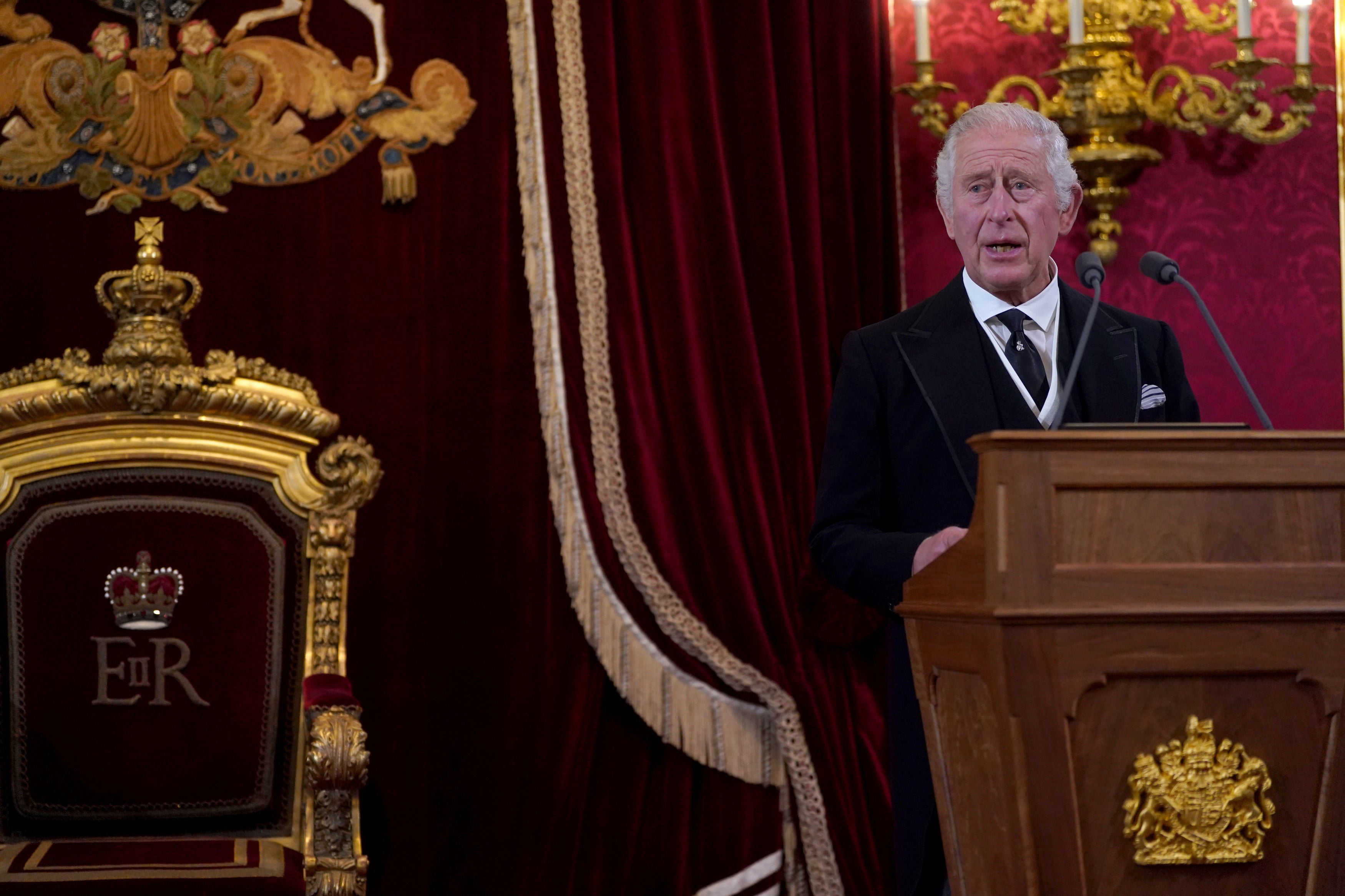 King Charles III during the Accession Council at St James’s Palace, London, where King Charles III is formally proclaimed monarch (Victoria Jones/PA)