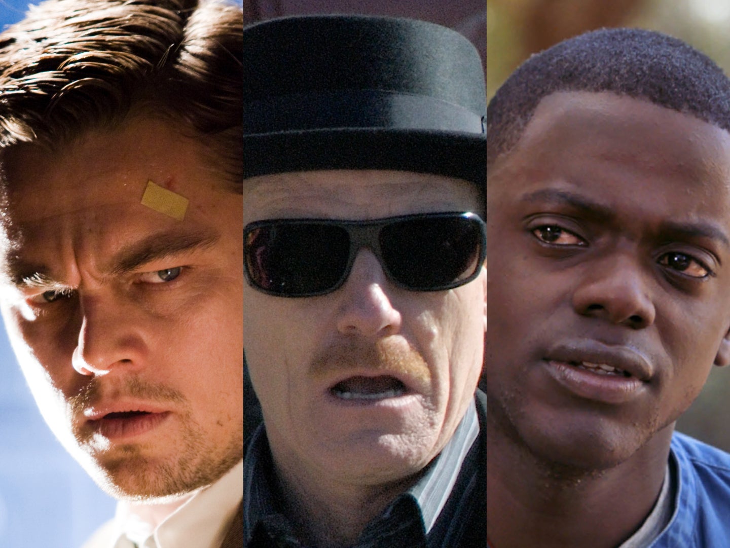 <p>Leonardo DiCaprio in ‘Shutter Island’, Bryan Cranston in ‘Breaking Bad’ and Daniel Kaluuya in ‘Get Out'</p>