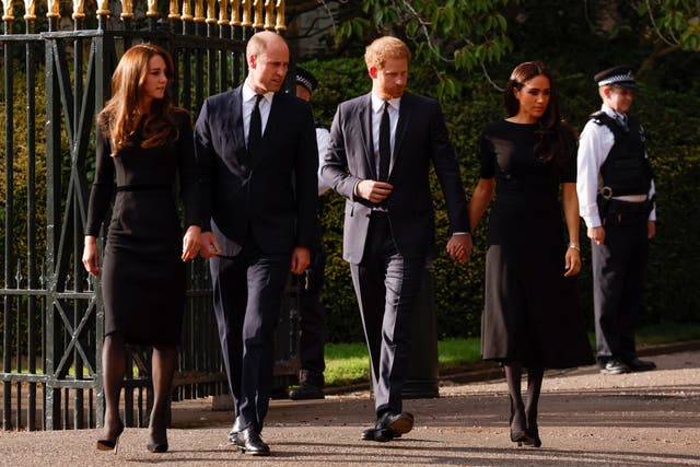<p>The Prince and Princess of Wales with the Duke and Duchess of Sussex at Windsor Castle </p>