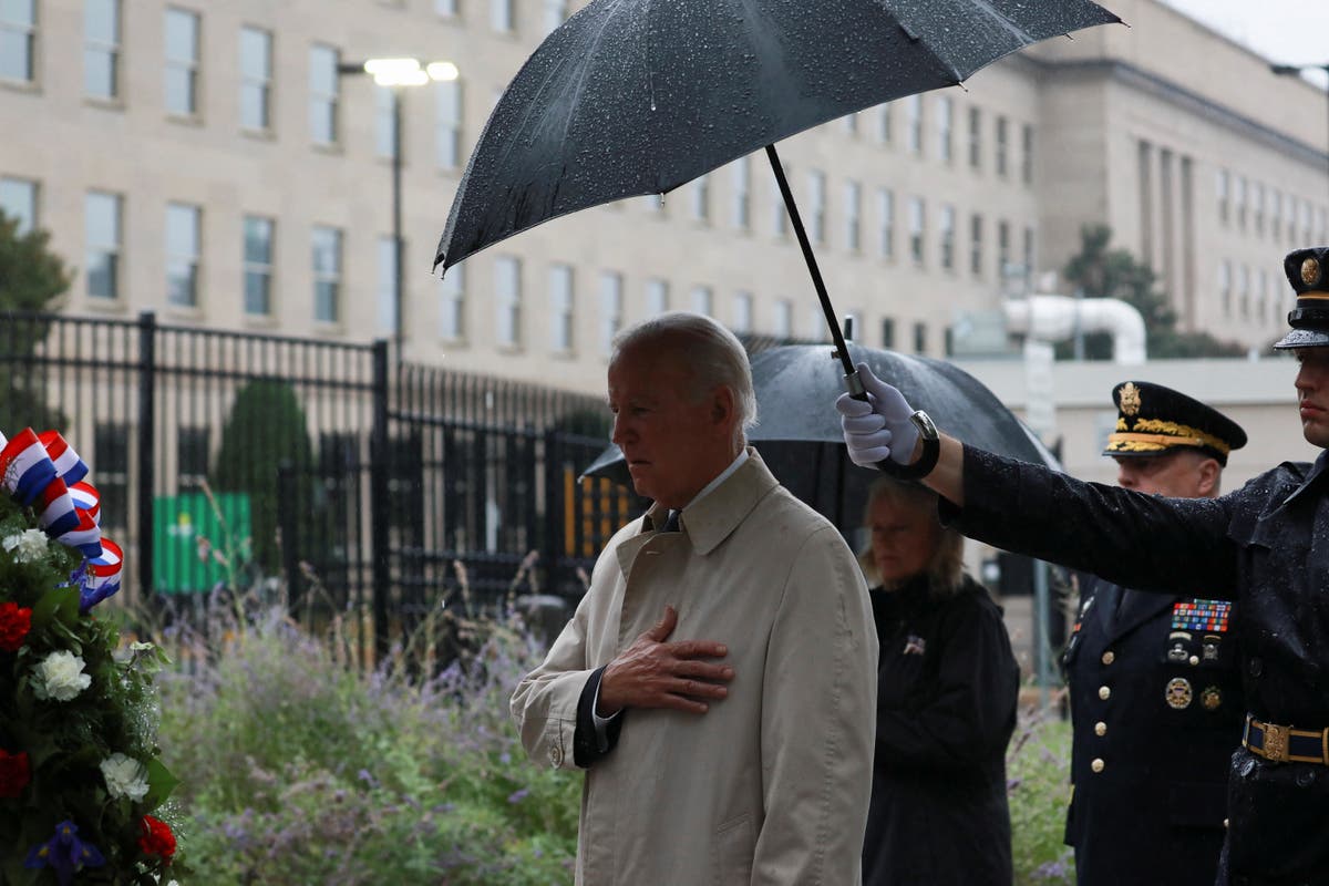 Biden lays wreath at the Pentagon to mark 9/11: ‘Terror struck us on that brilliant blue morning’