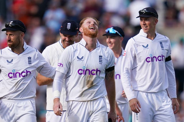 England’s Ben Stokes celebrates after taking the wicket of South Africa’s Marco Jansen at the Kia Oval (John Walton/PA Images).