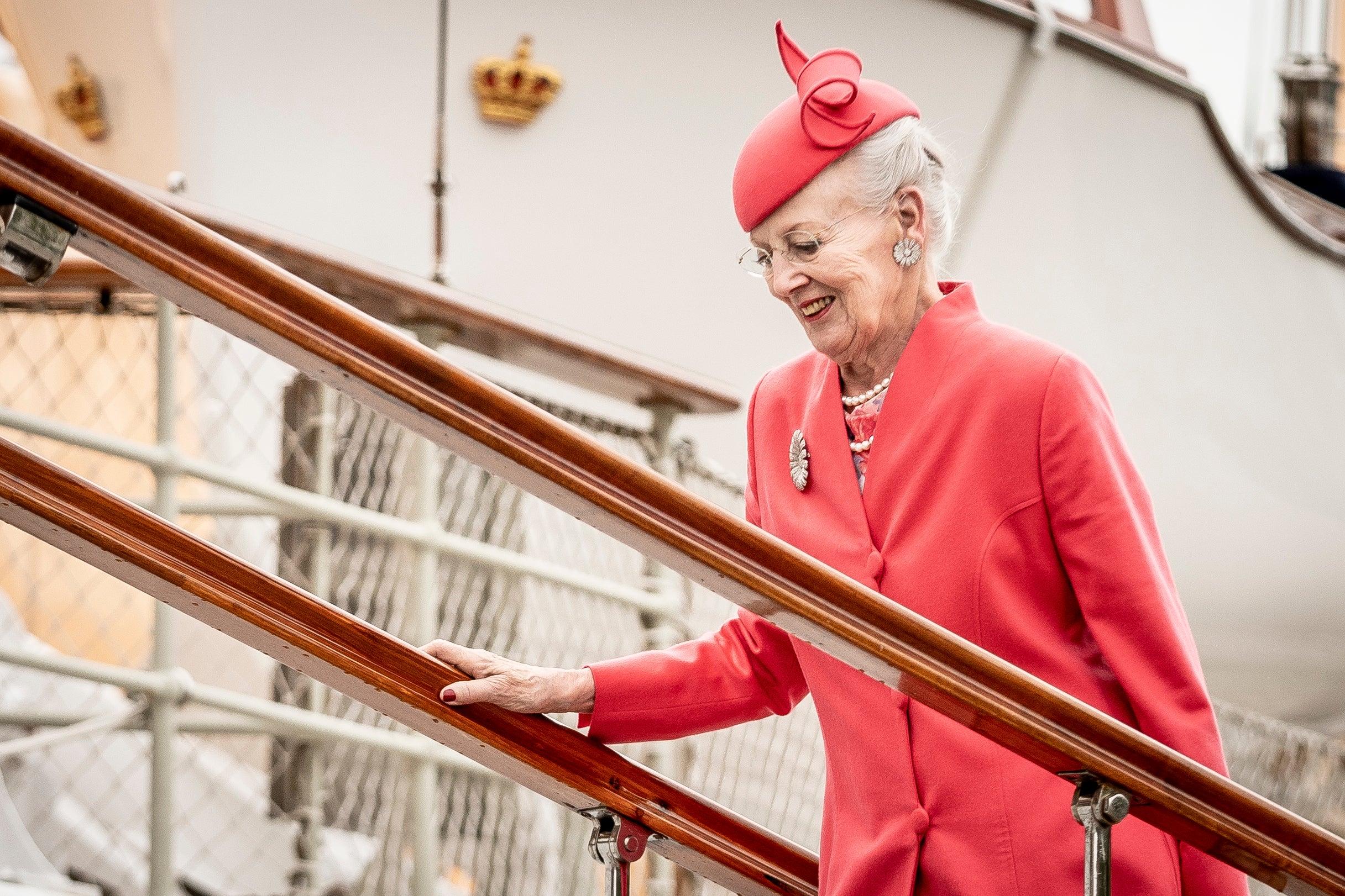 Queen Margrethe II of Denmark on the Royal Yacht Dannebrog in Copenhagen on 11 September 2022