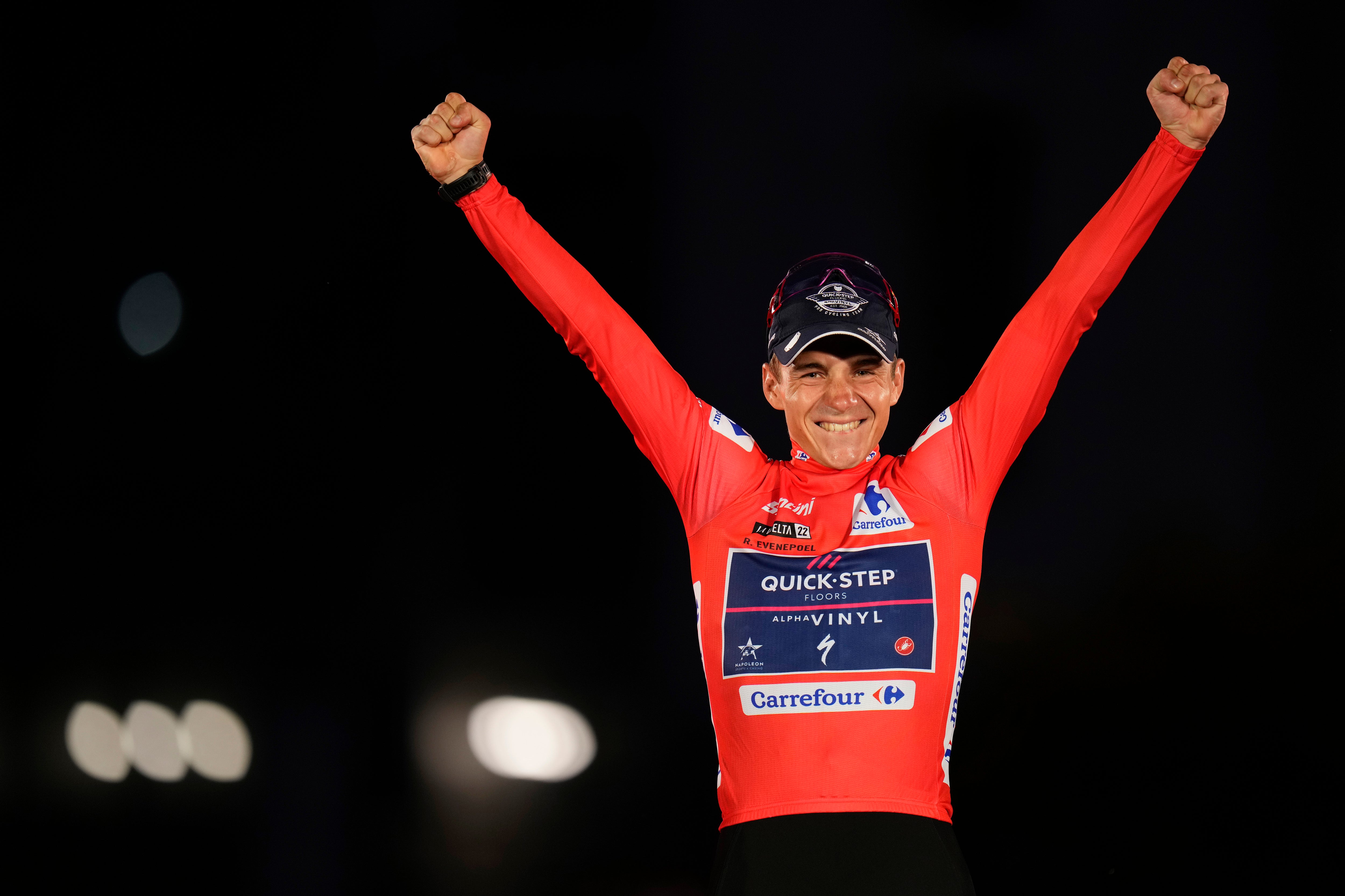 Evenepoel celebrates winning the 2022 Vuelta a Espana
