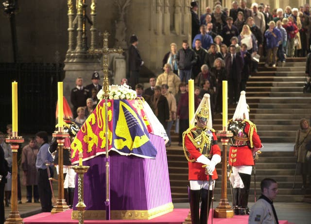 The Queen Mother’s lying in state in 2002 (PA)